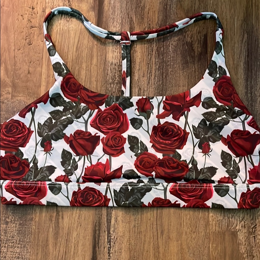 Feed Me Fight Me Red Rose Sports Bra